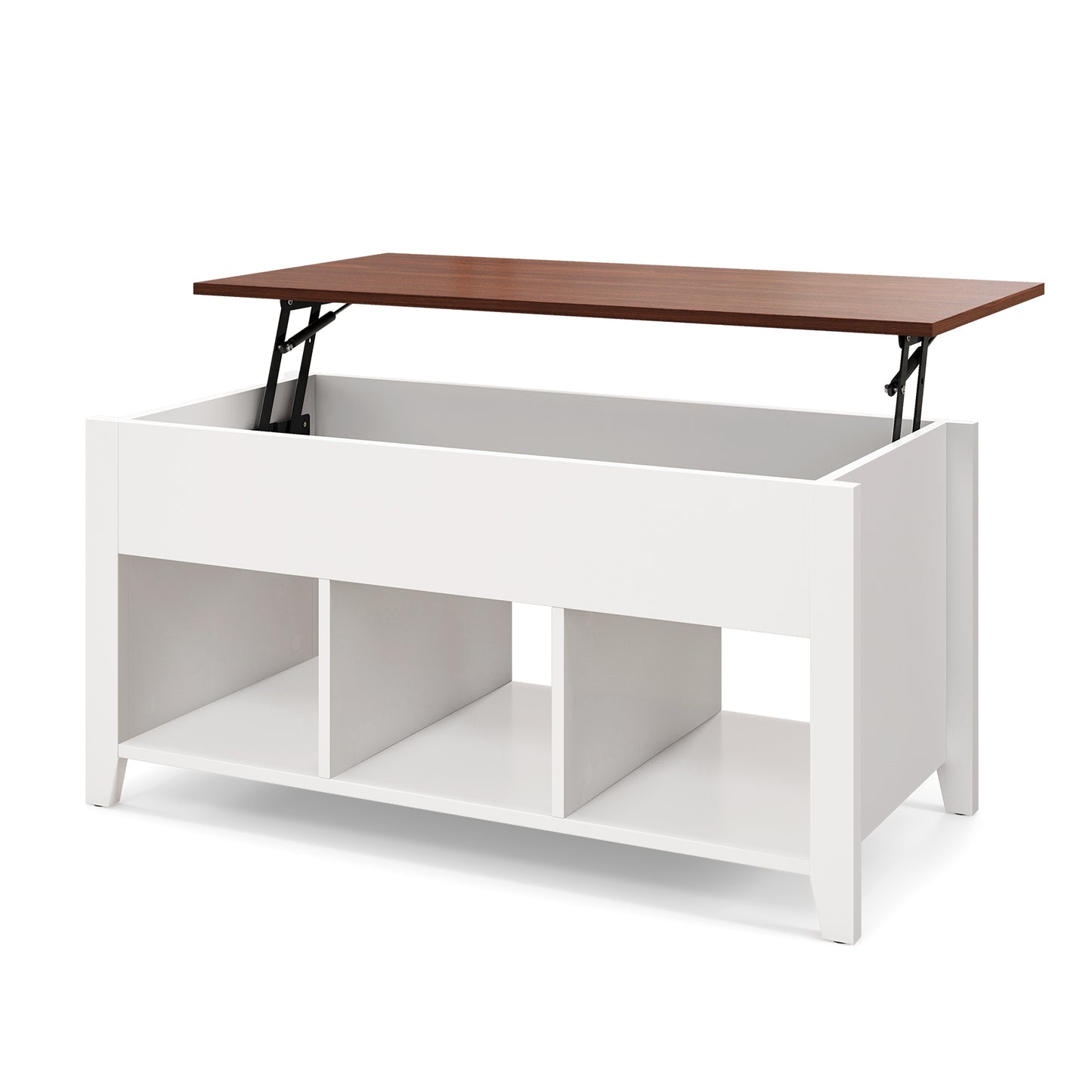 Topbuy Height Adjustable Wood Table Coffee Desk Teapoy Hidden Compartment for Living Room Brown