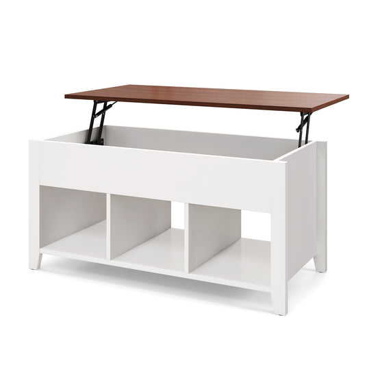 Topbuy Height Adjustable Wood Table Coffee Desk Teapoy Hidden Compartment for Living Room Brown