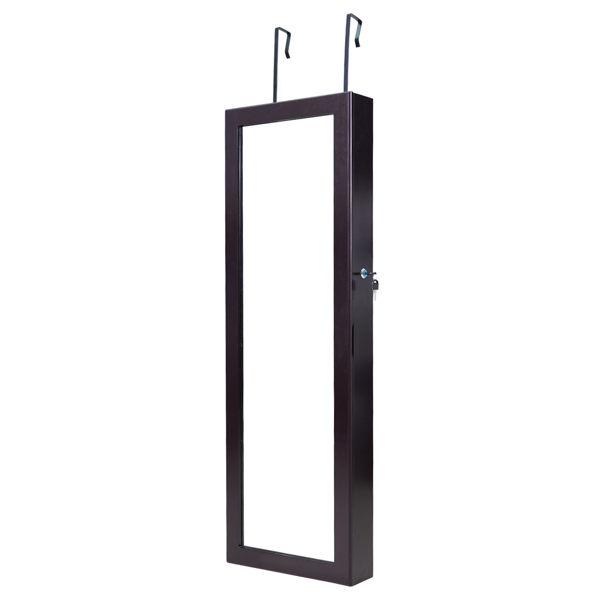 Topbuy Lockable Wall Door Mount Mirrored Cabinet Jewelry Organizer w/ LED Lights