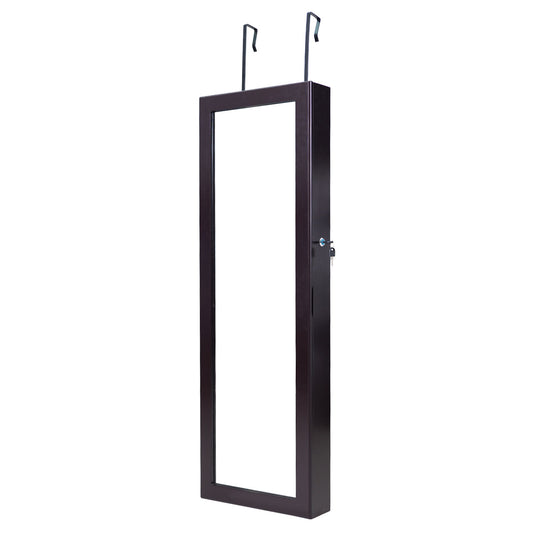Topbuy Lockable Wall Door Mount Mirrored Cabinet Jewelry Organizer w/ LED Lights