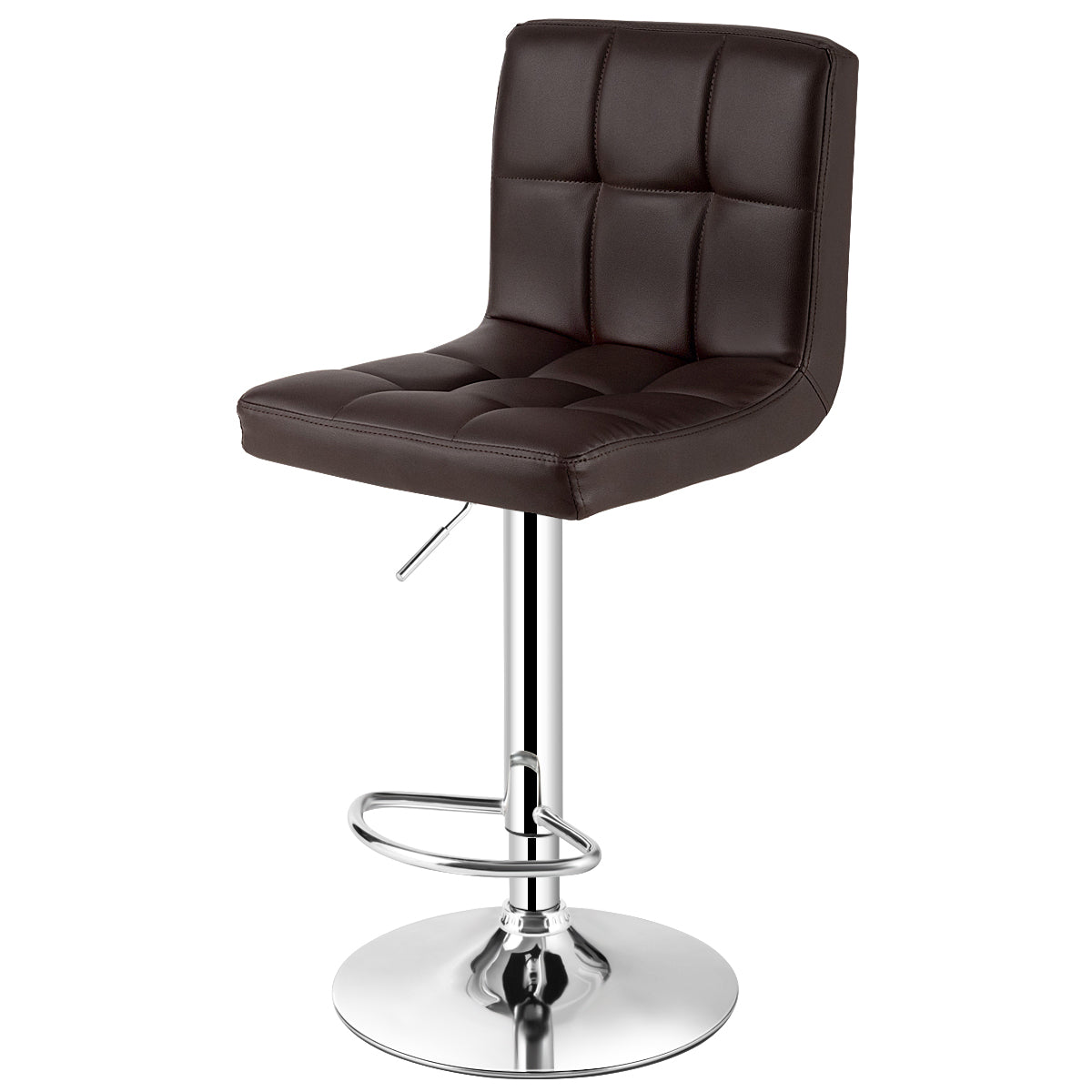 Topbuy Height Adjustable Swivel Bar Stool PU Leather Chair W/Backrest White