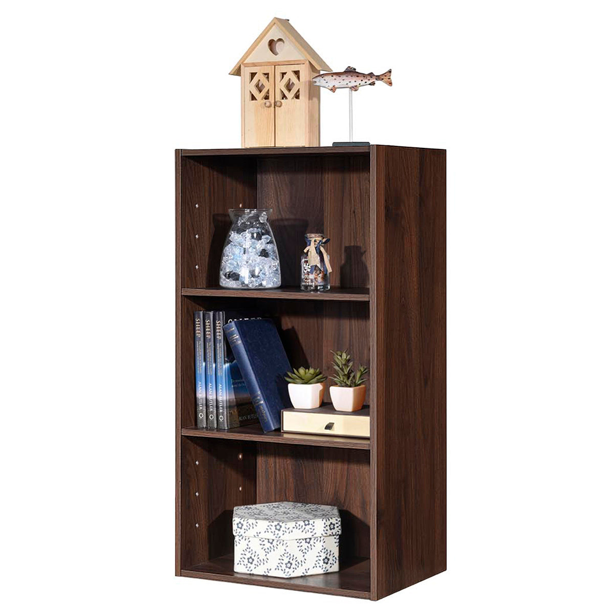 Topbuy 3-Tier Storage Cabinet Multi-functional Display Open shelf Bookcase MDF