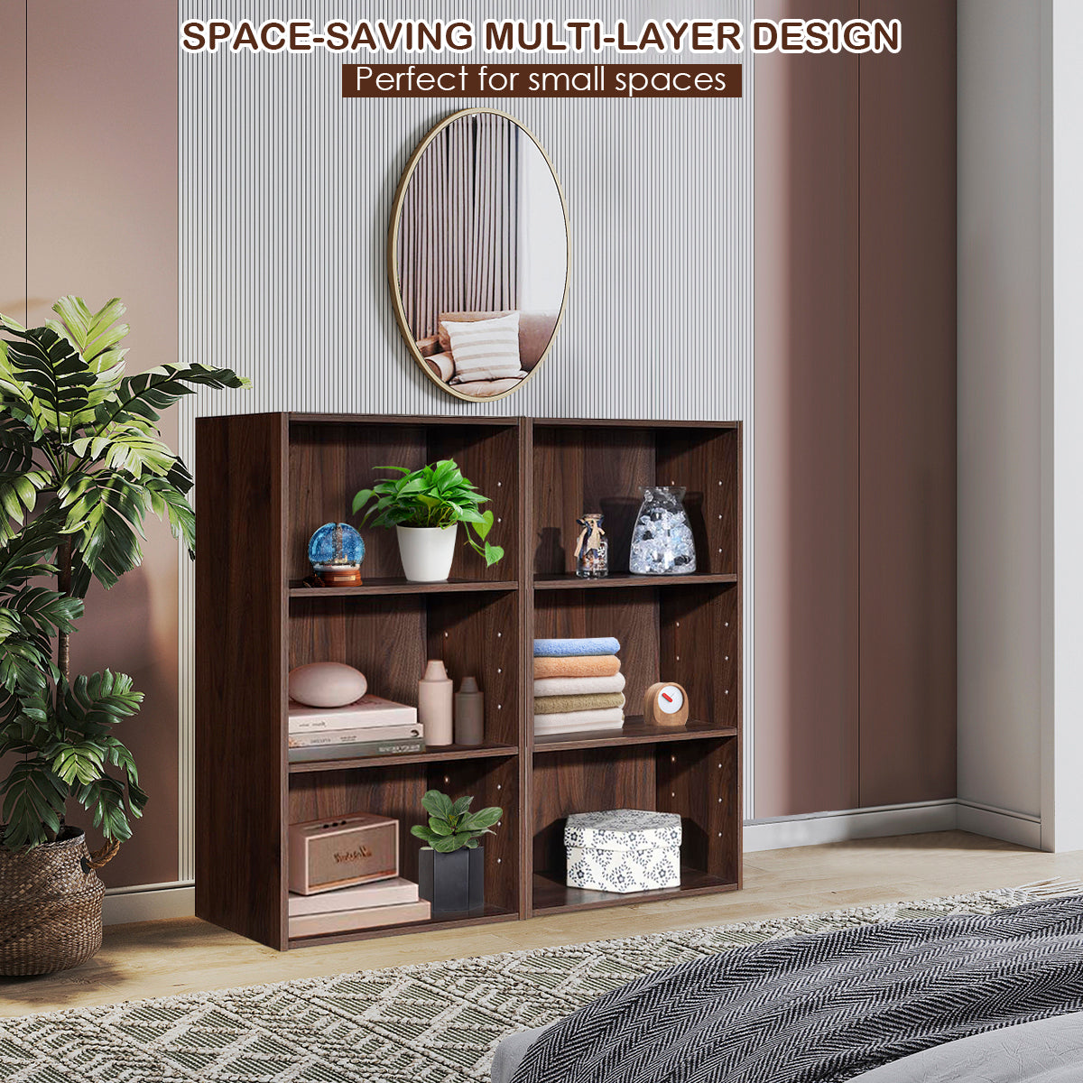 Topbuy 3-Tier Storage Cabinet Multi-functional Display Open shelf Bookcase MDF
