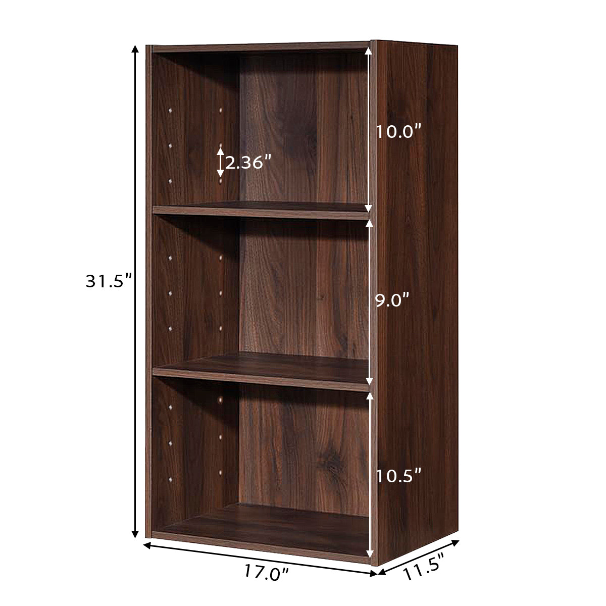 Topbuy 3-Tier Storage Cabinet Multi-functional Display Open shelf Bookcase MDF