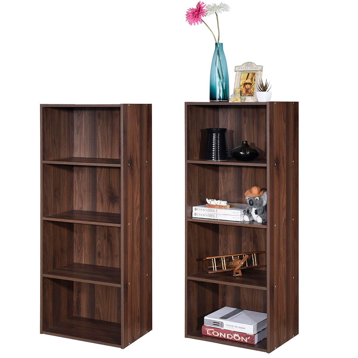 Topbuy 4 Tier Open Shelf Bookcase White Multi-functional Storage Display Cabinet