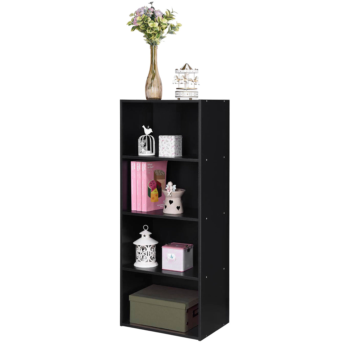 Topbuy 4 Tier Open Shelf Bookcase White Multi-functional Storage Display Cabinet