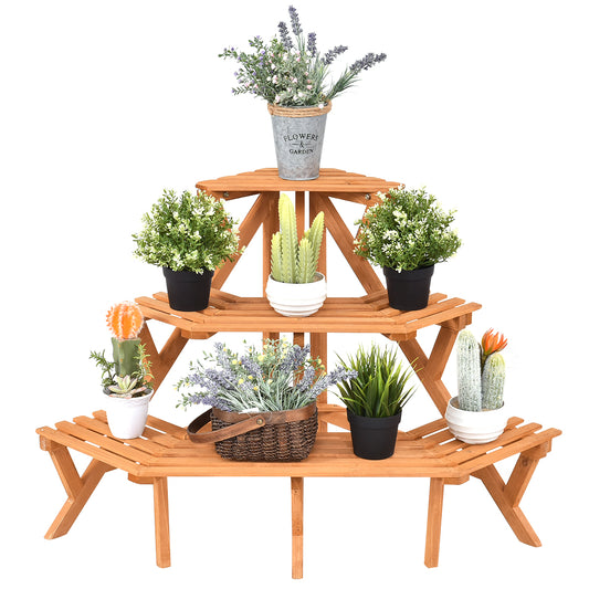 Topbuy Corner Flower Stand 3 Tier Ladder Pot Shelf