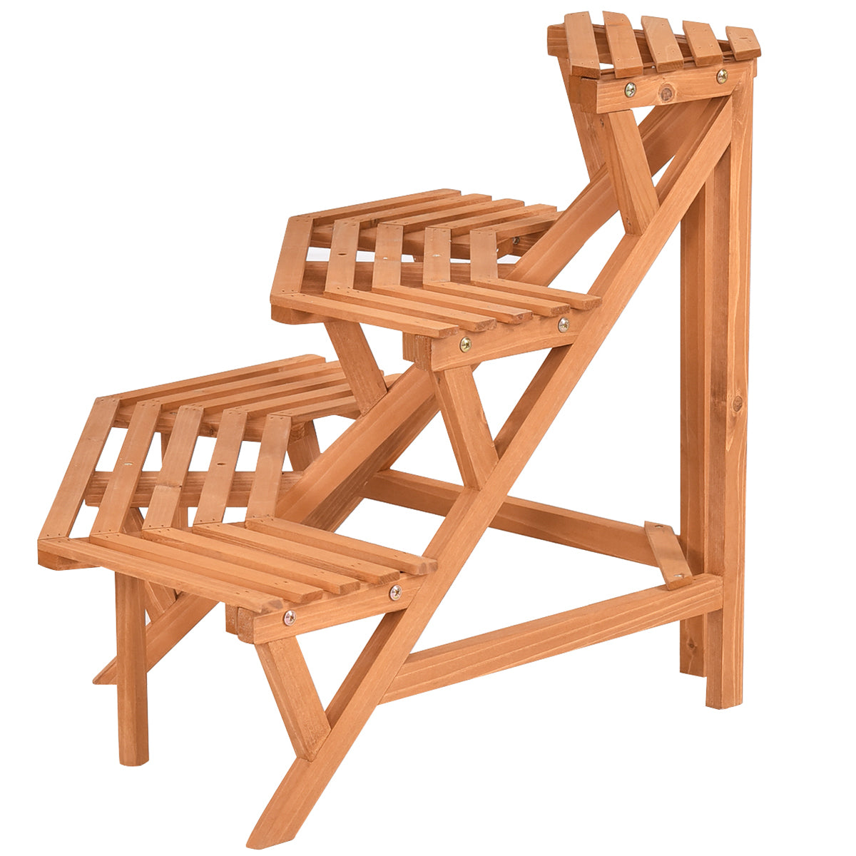 Topbuy Corner Flower Stand 3 Tier Ladder Pot Shelf