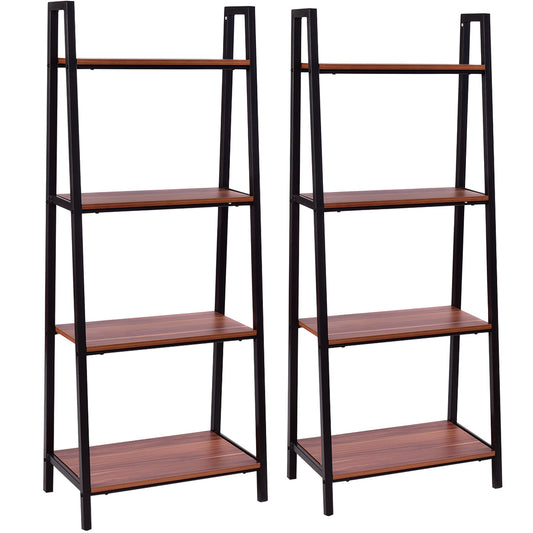 Topbuy 2PCS 4-Tier Ladder Flower Racks Plant Stand Storage Book Shelf for Garden Pation