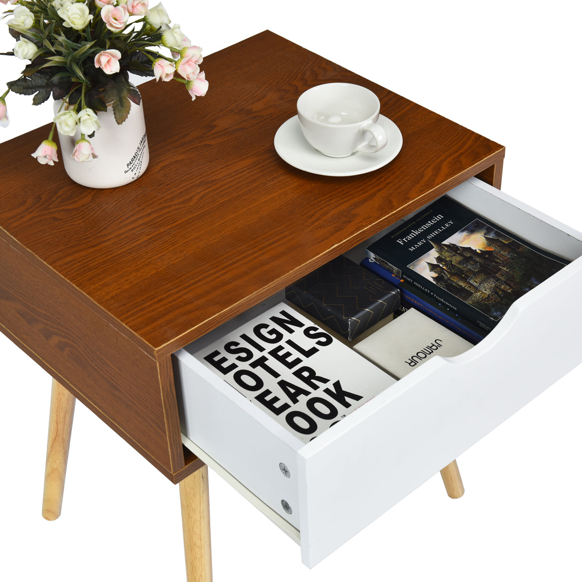 Topbuy End Table Sofa Bed Side Table Nightstand Bedroom Furniture W/ Storage Drawer