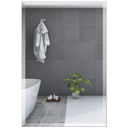 Topbuy 24'' X 36'' Beveled Silver Mirror Frameless Rectangle Mirror Wall Mounted Bathroom Mirror
