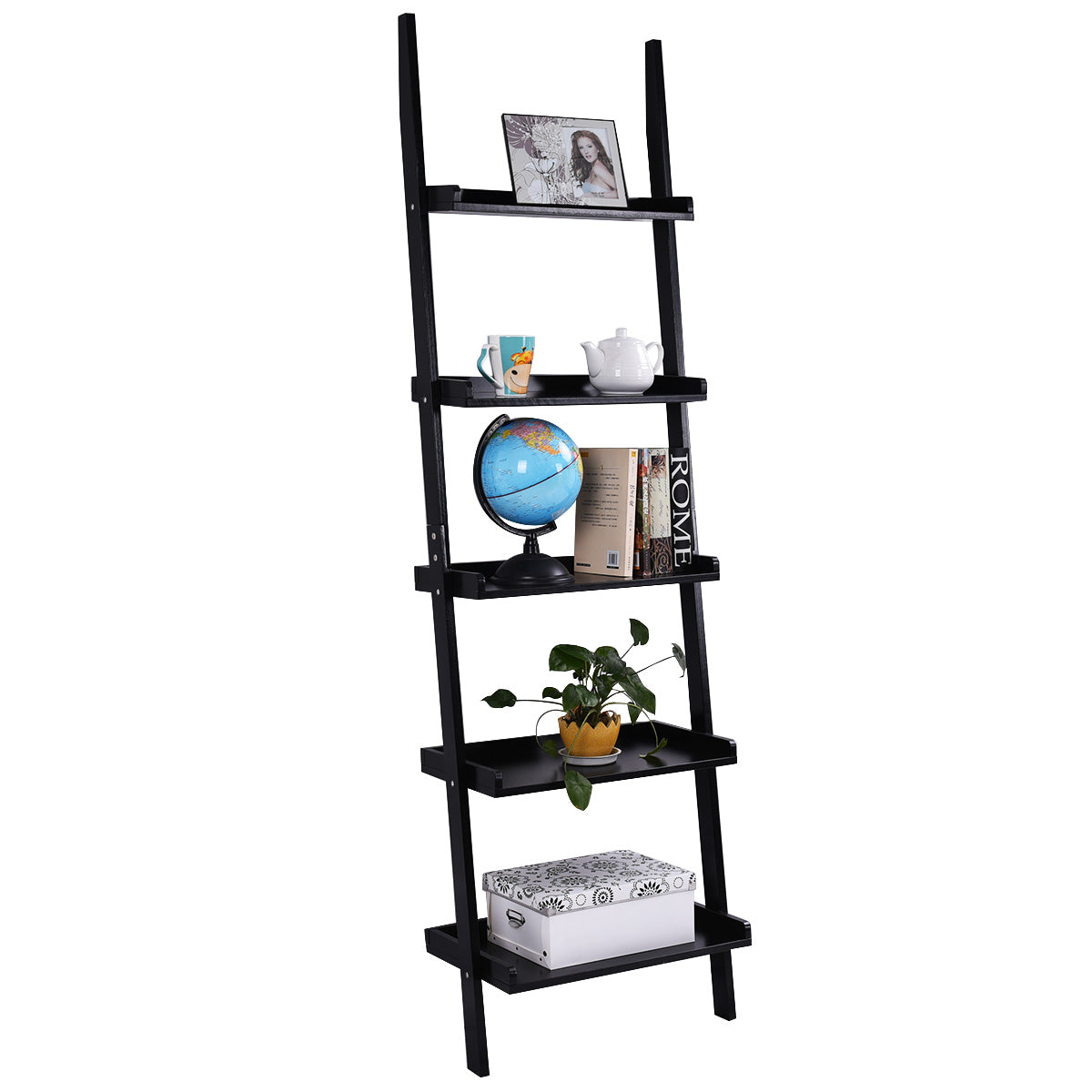Topbuy 5 Layers Display Shelves Bookcase Shelving Unit Storage Wall Stand  Black