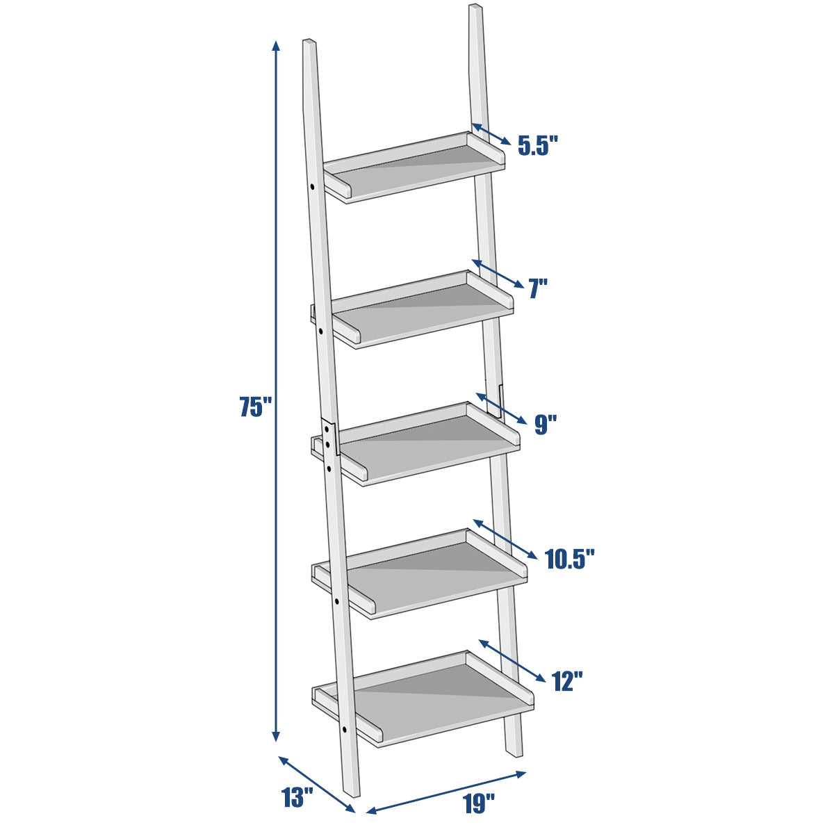 Topbuy 5 Layers Display Shelves Bookcase Shelving Unit Storage Wall Stand  Black