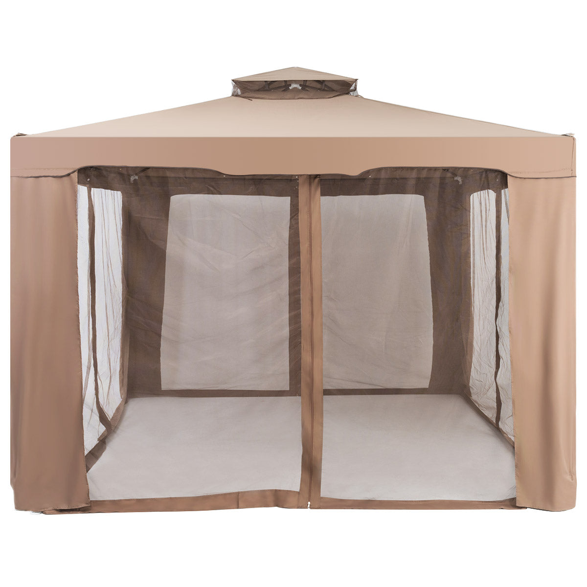 Topbuy 10' x 10' 2-tier Outdoor Netting Canopy  Sun Shade Gazebo Tent for Picnic Party Coffee