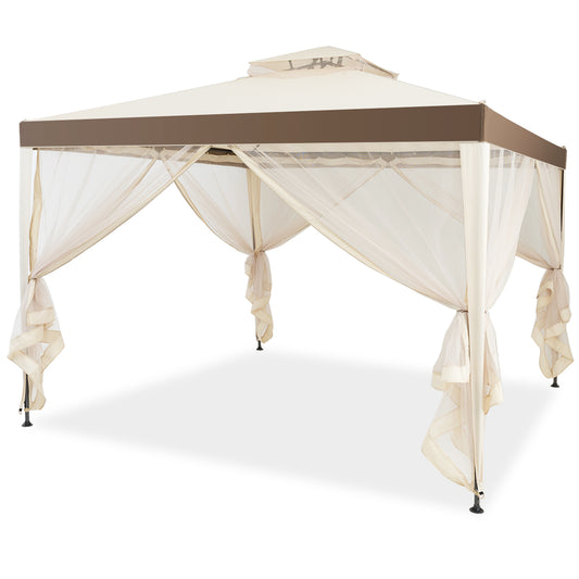 Topbuy 10' x 10' 2-tier Outdoor Netting Canopy  Sun Shade Gazebo Tent for Picnic Party Coffee