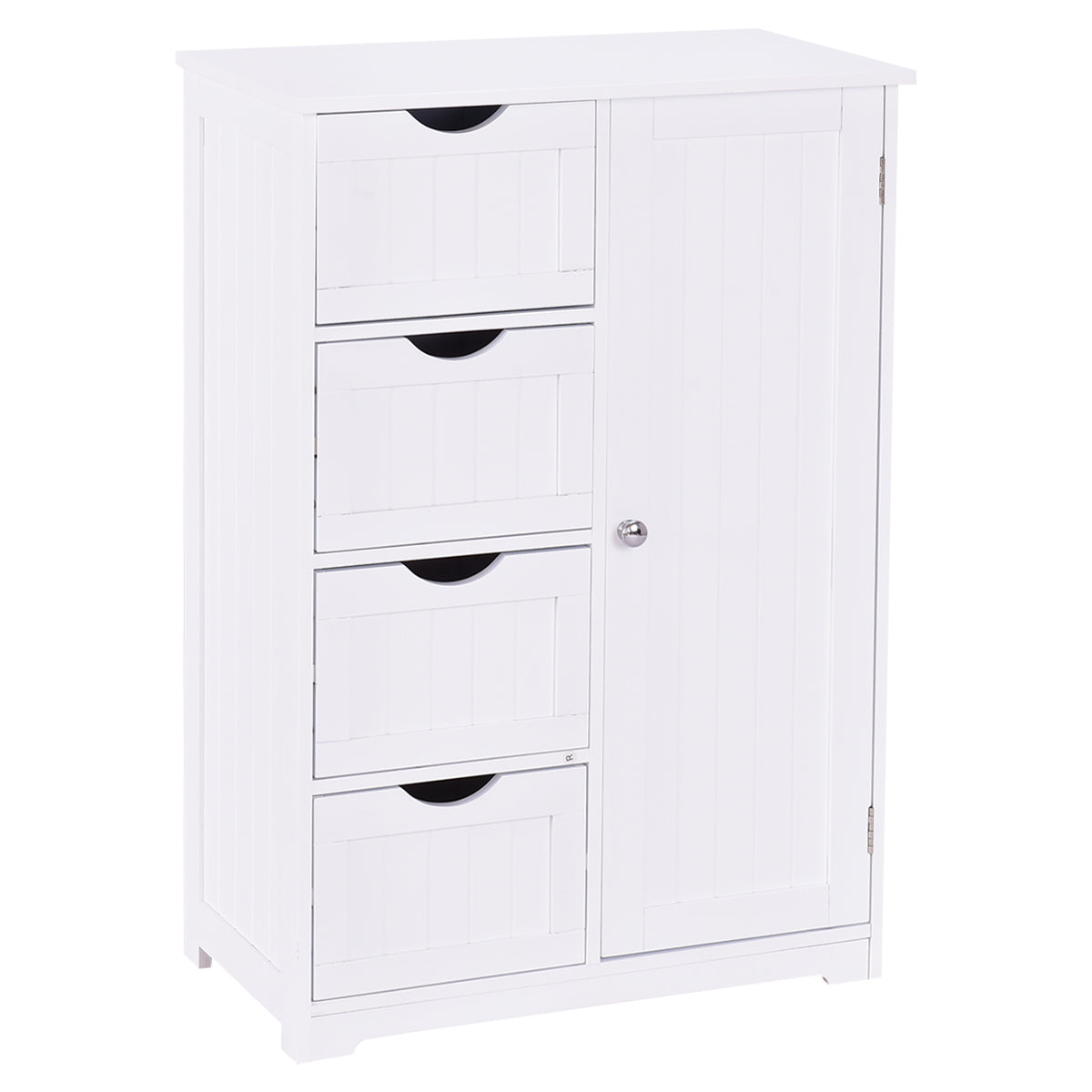 Topbuy 4 Drawer  2 Shelves Storage Cabinet Free Standing Wooden Cupboard White