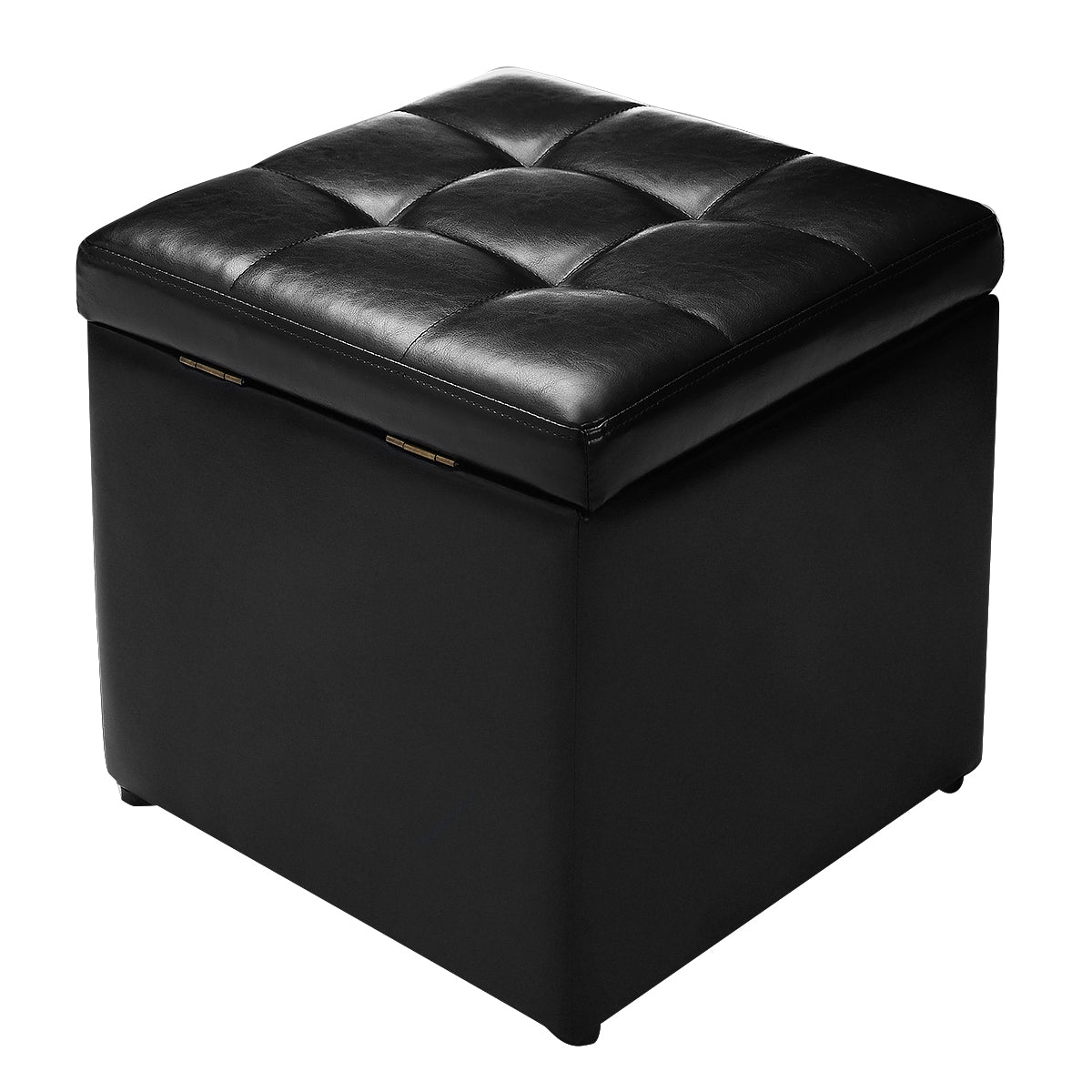Topbuy 16''Cube Ottoman Storage Box  Pouffe Seat Footstools with Hinge Top