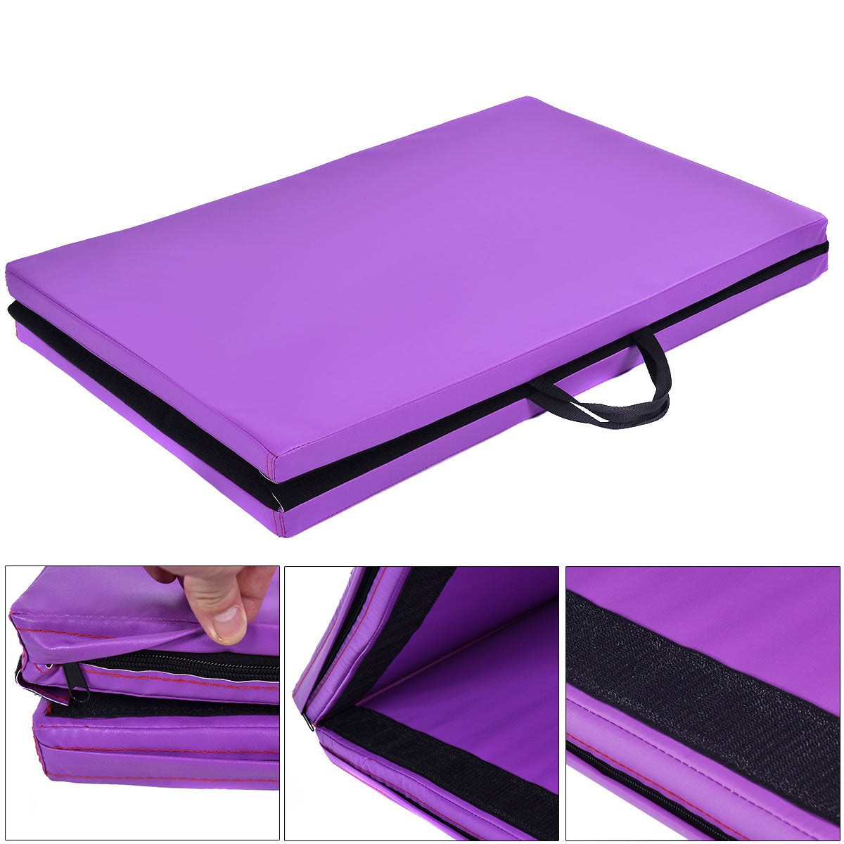 Topbuy 6'x 2' Foldable Gymnastics Mat Flippable Two Panel Thick Cushion for Gym Fitness