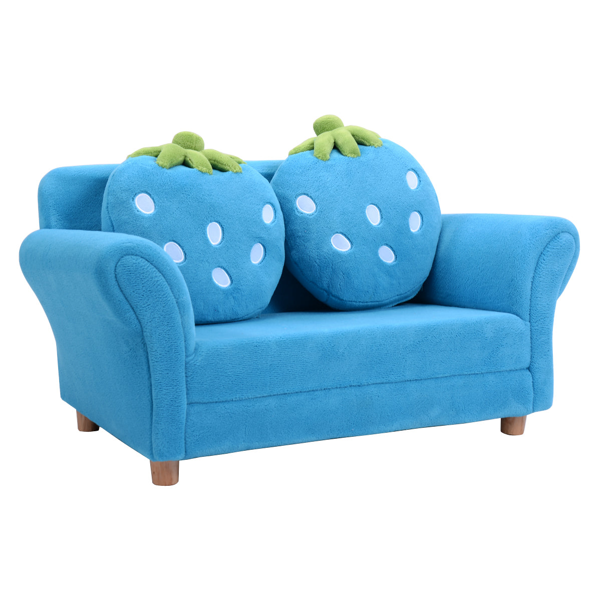 Topbuy Kids Sofa Cute Pink Sofa Strawbwrry Sponge Filler Upholstered Lounge w/ Armrest
