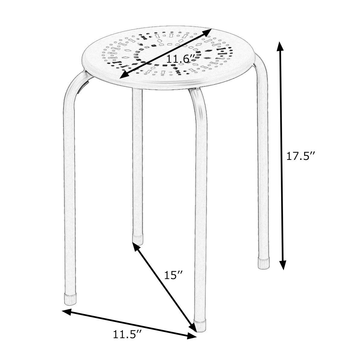 Topbuy Set of 6 Stackable Stools Metal Chair Dining Set w/ Round Top