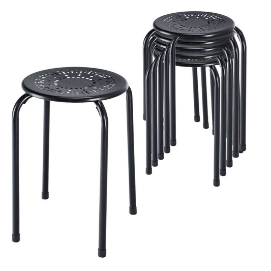 Topbuy Set of 6 Stackable Stools Metal Chair Dining Set w/ Round Top