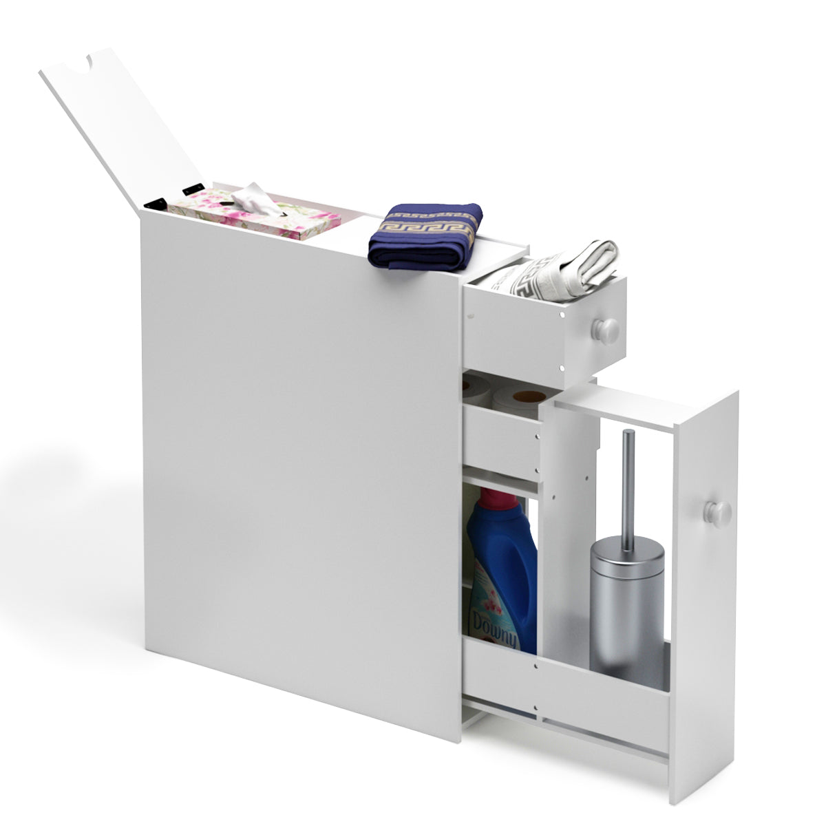 Topbuy Storage Cabinet House Furniture Floor Cabinet Drawers Stand Storage MDF White