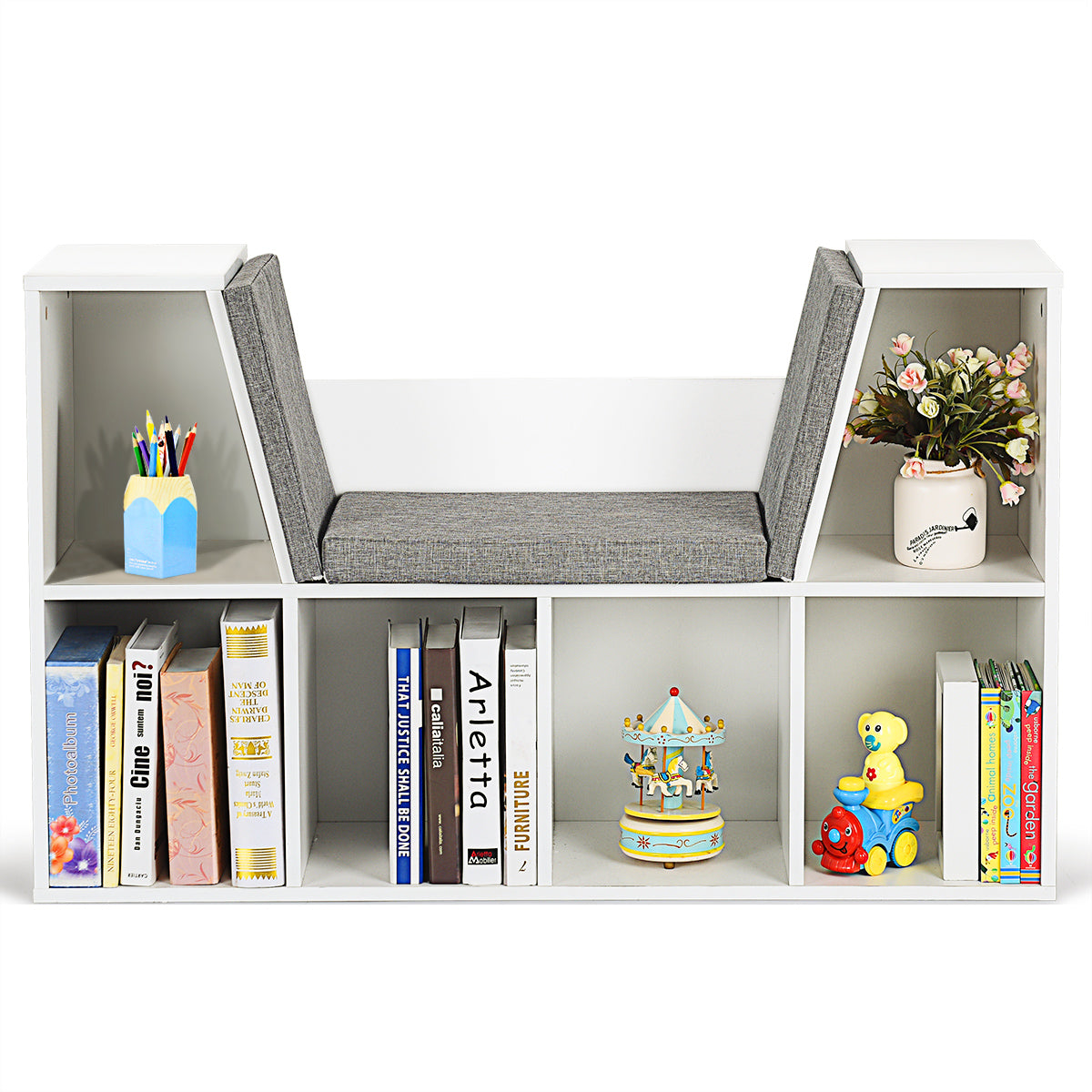 Patiojoy Storage Cabinet Kids Bookcase Multi-Functional Display Shelf With 6 Cubby