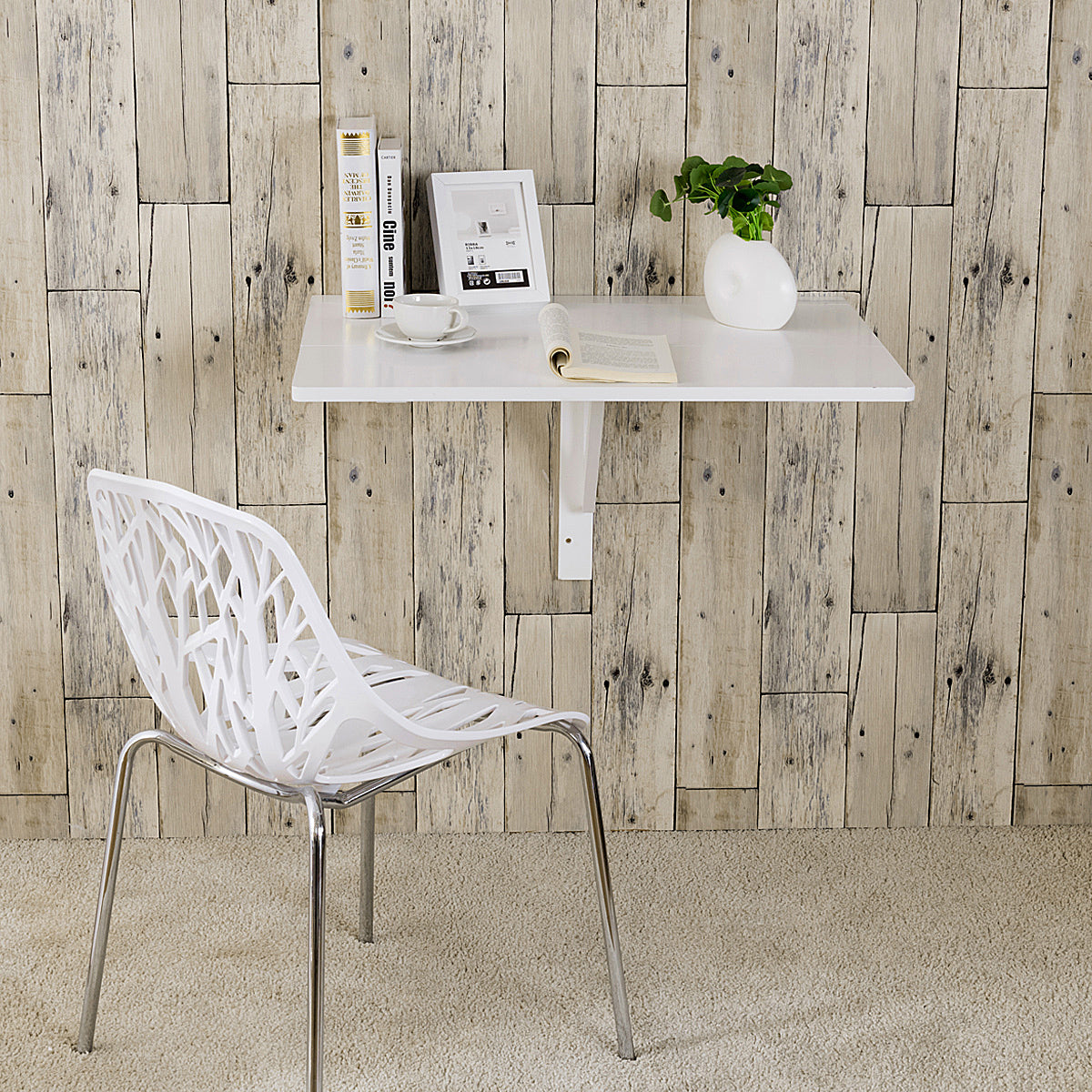 Topbuy Wall-Mounted Drop-Leaf Table Folding Space Saving Hanging Laptop Desk