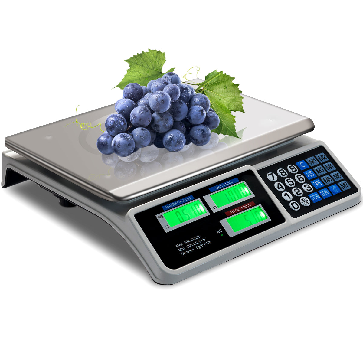 Topbuy 66LB Price Computing Scale Digital Food Meat Scale Electric Counting Weight