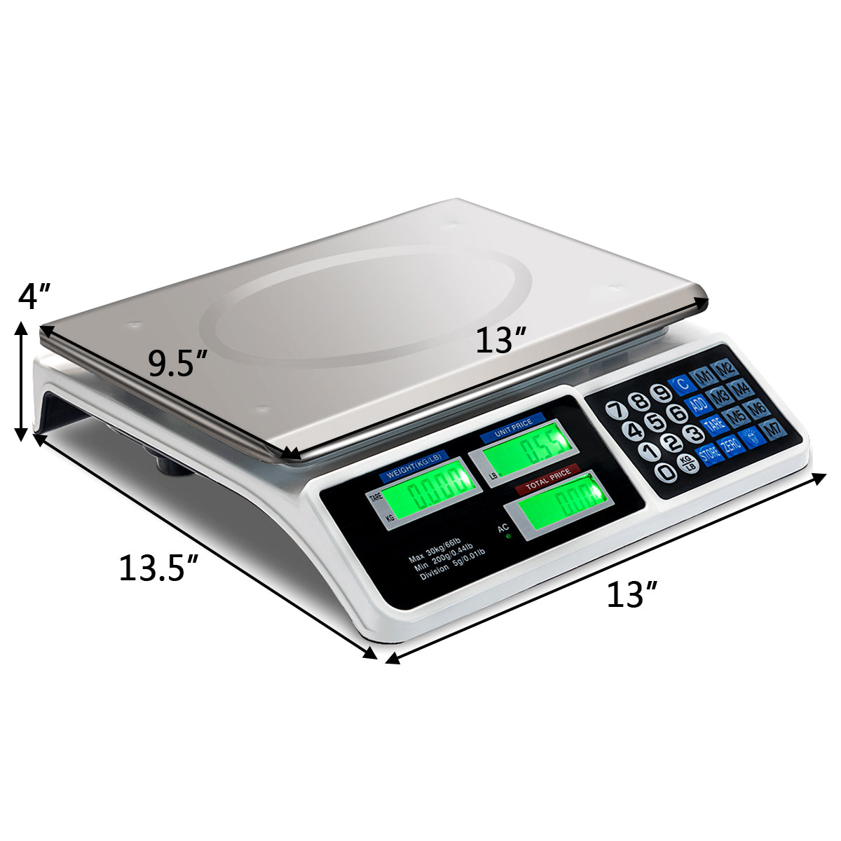 Topbuy 66LB Price Computing Scale Digital Food Meat Scale Electric Counting Weight