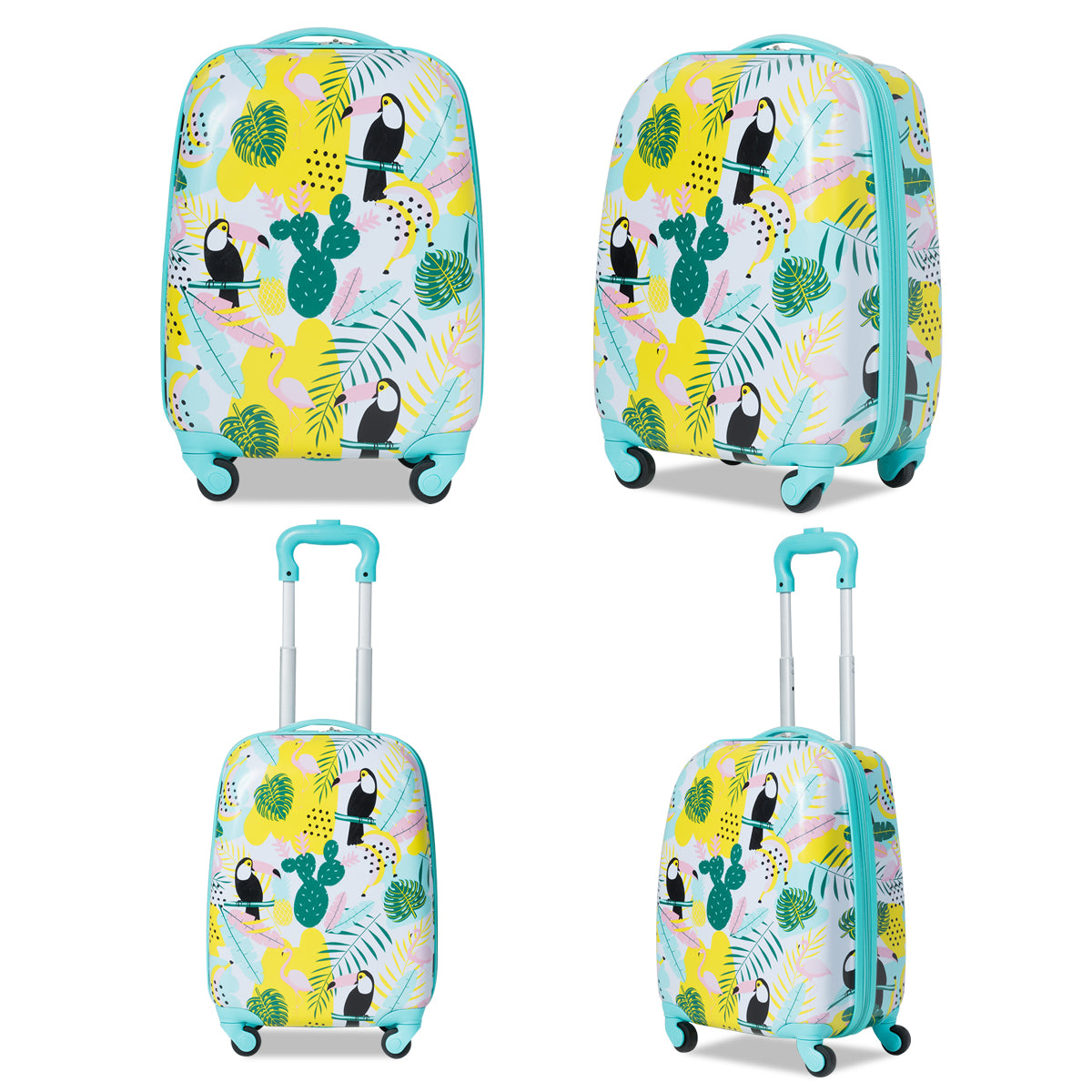 Topbuy 2PC Kid Luggage Set 12" Backpack & 16" Rolling Trolley Suitcase ABS for Travel