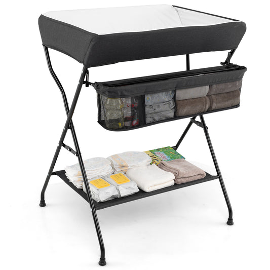 Topbuy Infant Folding Changing Table Portable Children Baby Girl Boy Diaper Station w/ Storage Box