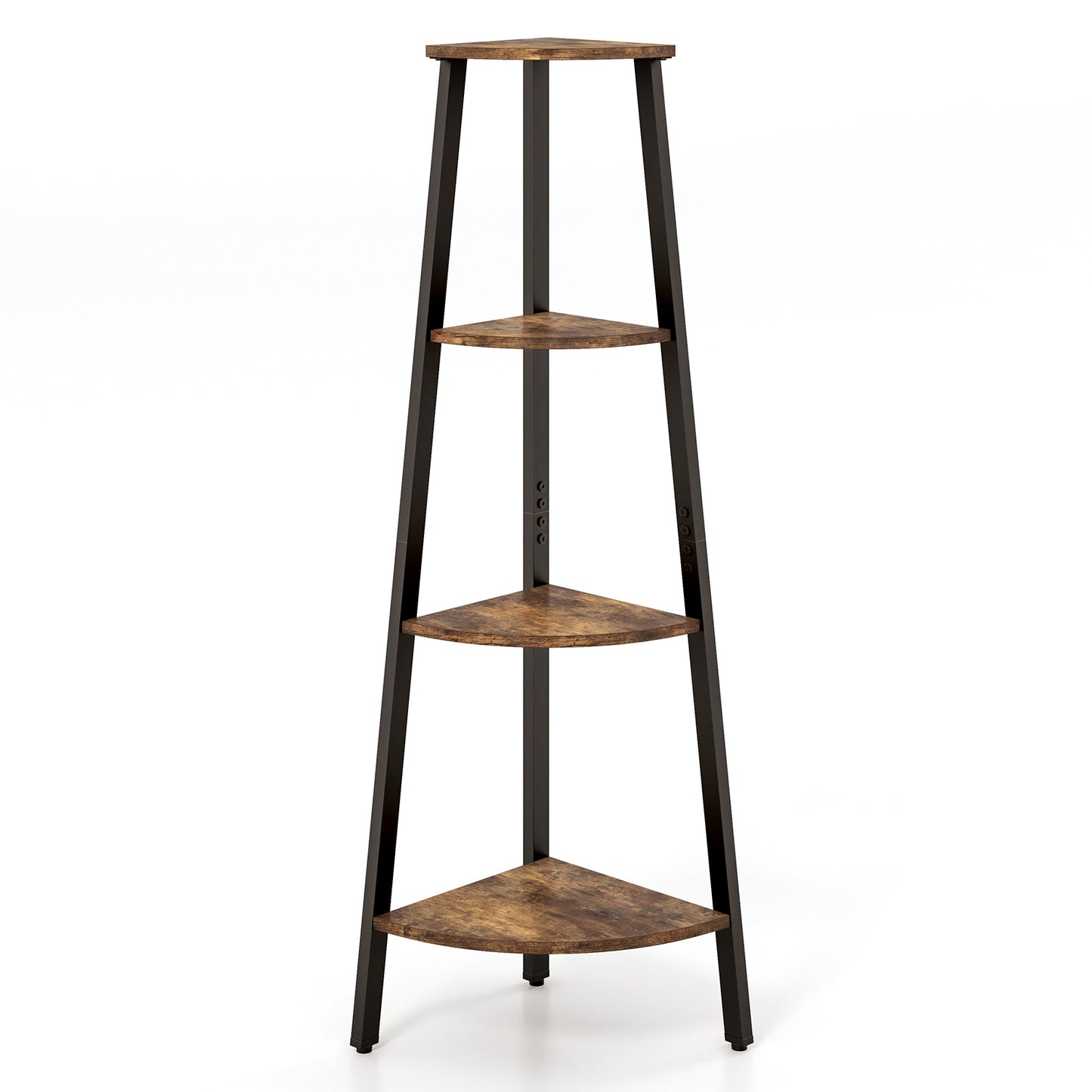 Topbuy 4-layers Corner Shelf Metal Storage Rack Domestic Bookcase Display Stand Wood