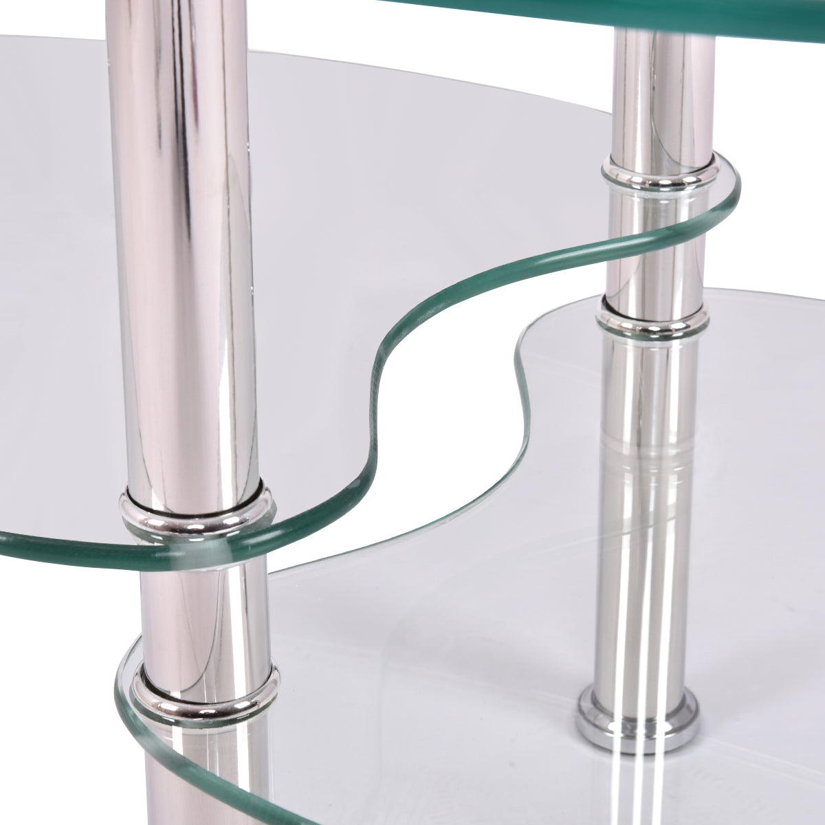 Topbuy Oval Coffee Table Tempered Glass Top Tea table w/ Chrome Base  for Living Room