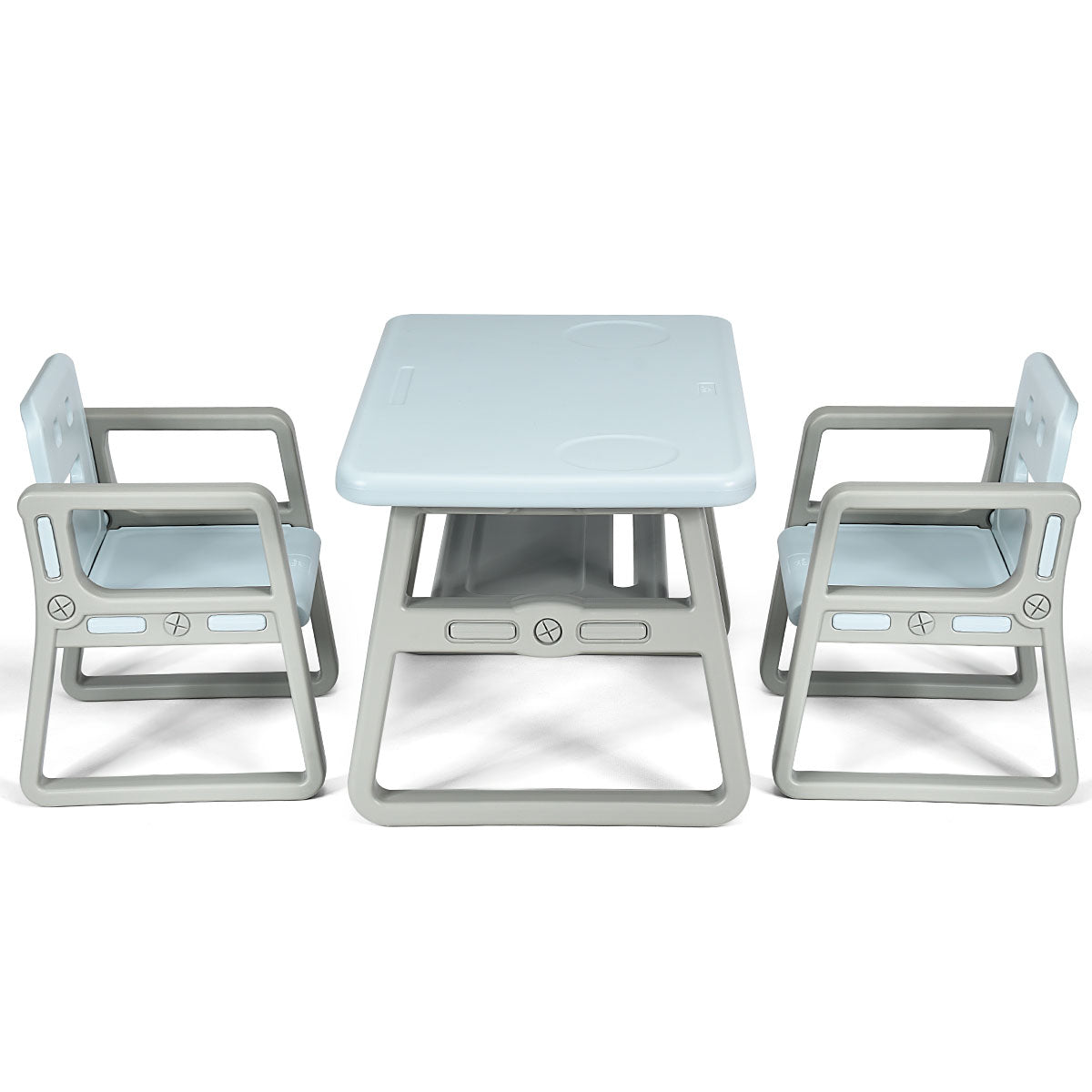 Topbuy Kids 2-in-1 Table and 2 Chairs Set Activity Table With Storage Shelf Baby