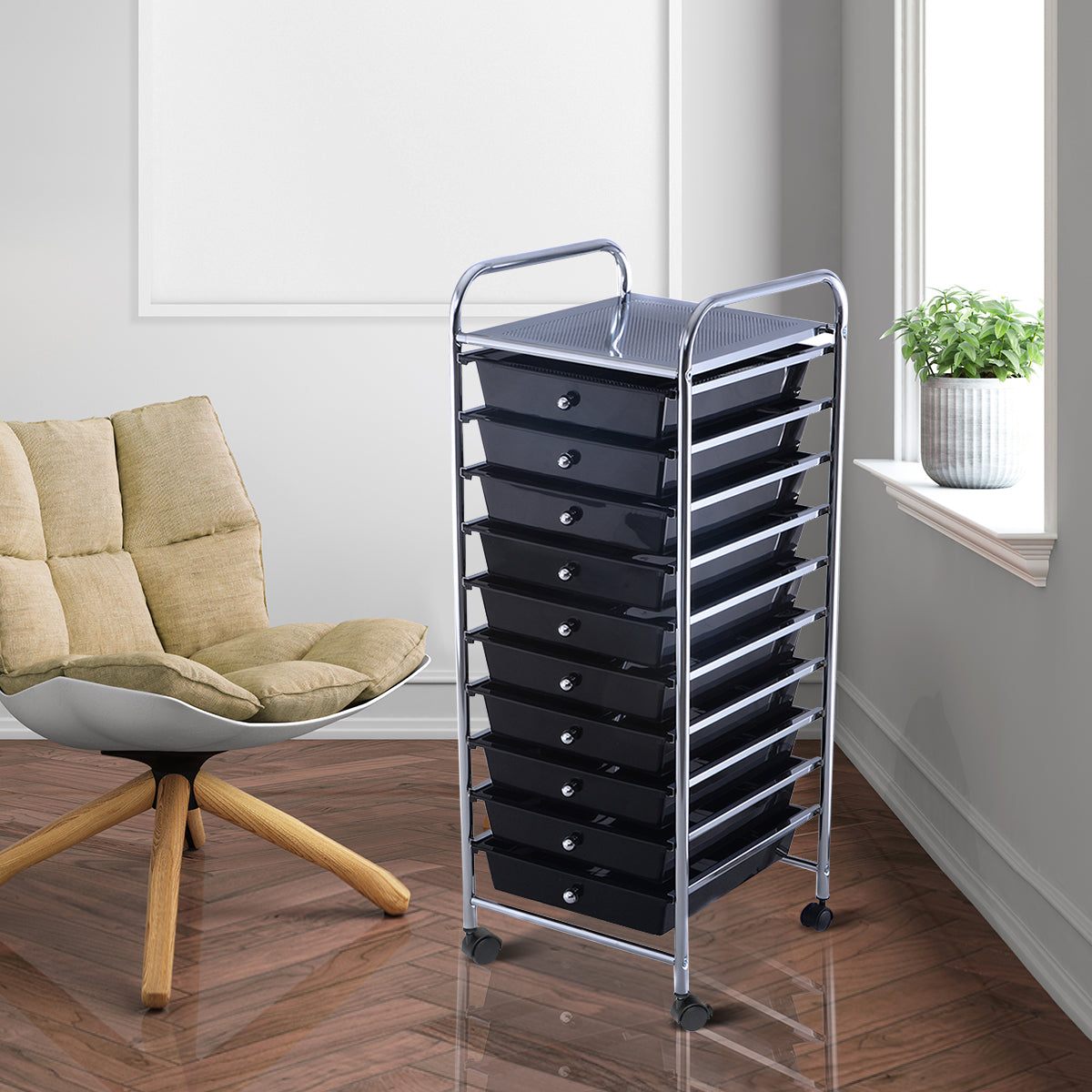 Topbuy 10 Drawer Scrapbook Paper Organizer Rolling Storage Cart Home Office