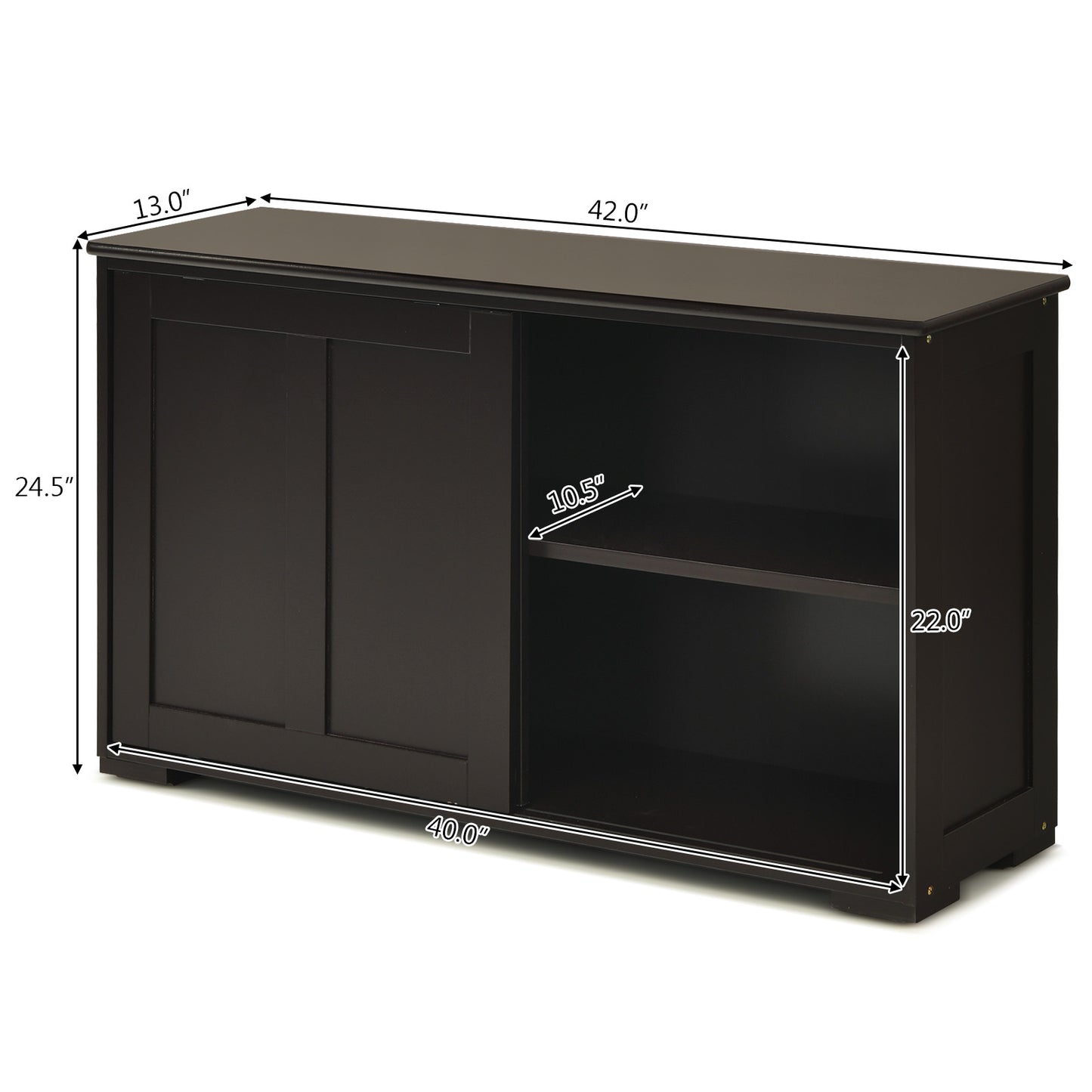 Topbuy Wood Buffet Cupboard Kitchen Storage Cabinet Sideboard w/ Sliding Door