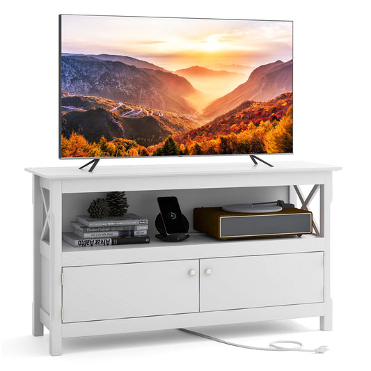 Patiojoy TV Stand with Power Outlet Media Entertainment Center TV Console Table