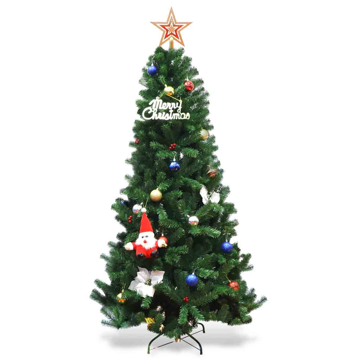Patiojoy Round Tip PVC Artificial Christmas Tree with Metal Stand