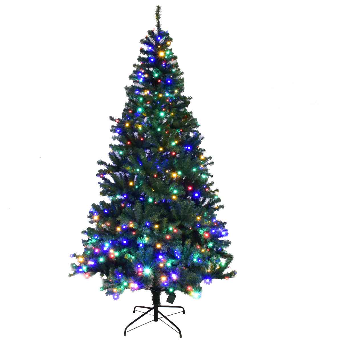 Topbuy 7ft LED Lights Pre-Lit Artificial Christmas Tree w/ Hinged Branches and Metal Stand