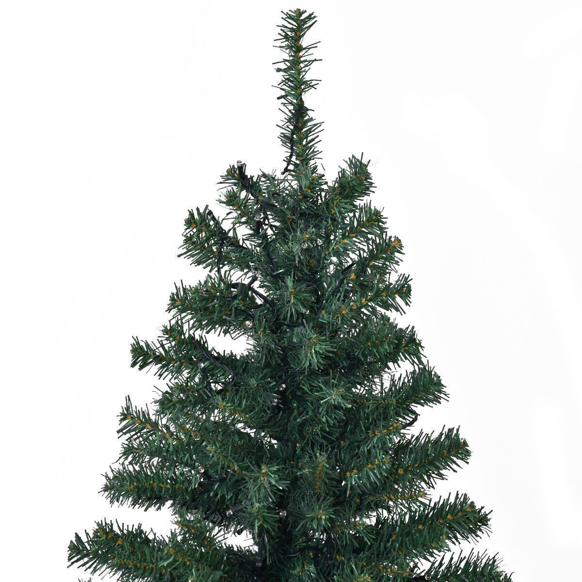 Topbuy 7ft LED Lights Pre-Lit Artificial Christmas Tree w/ Hinged Branches and Metal Stand