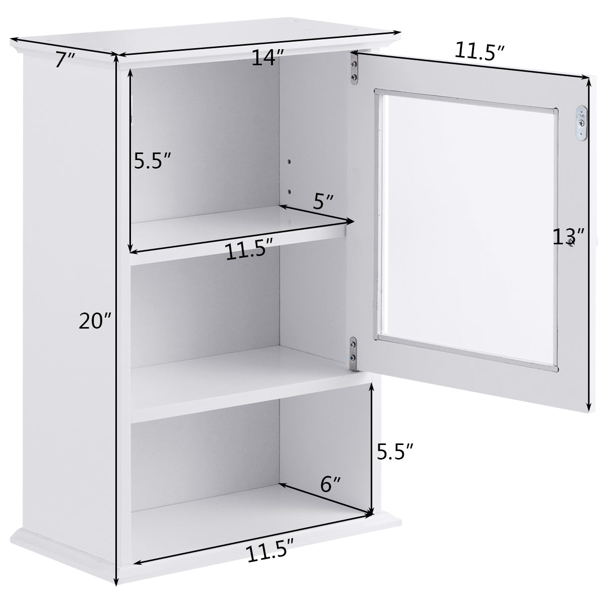 Costway Cabinet Wall Mounted Storage Bathroom Hanging Organize