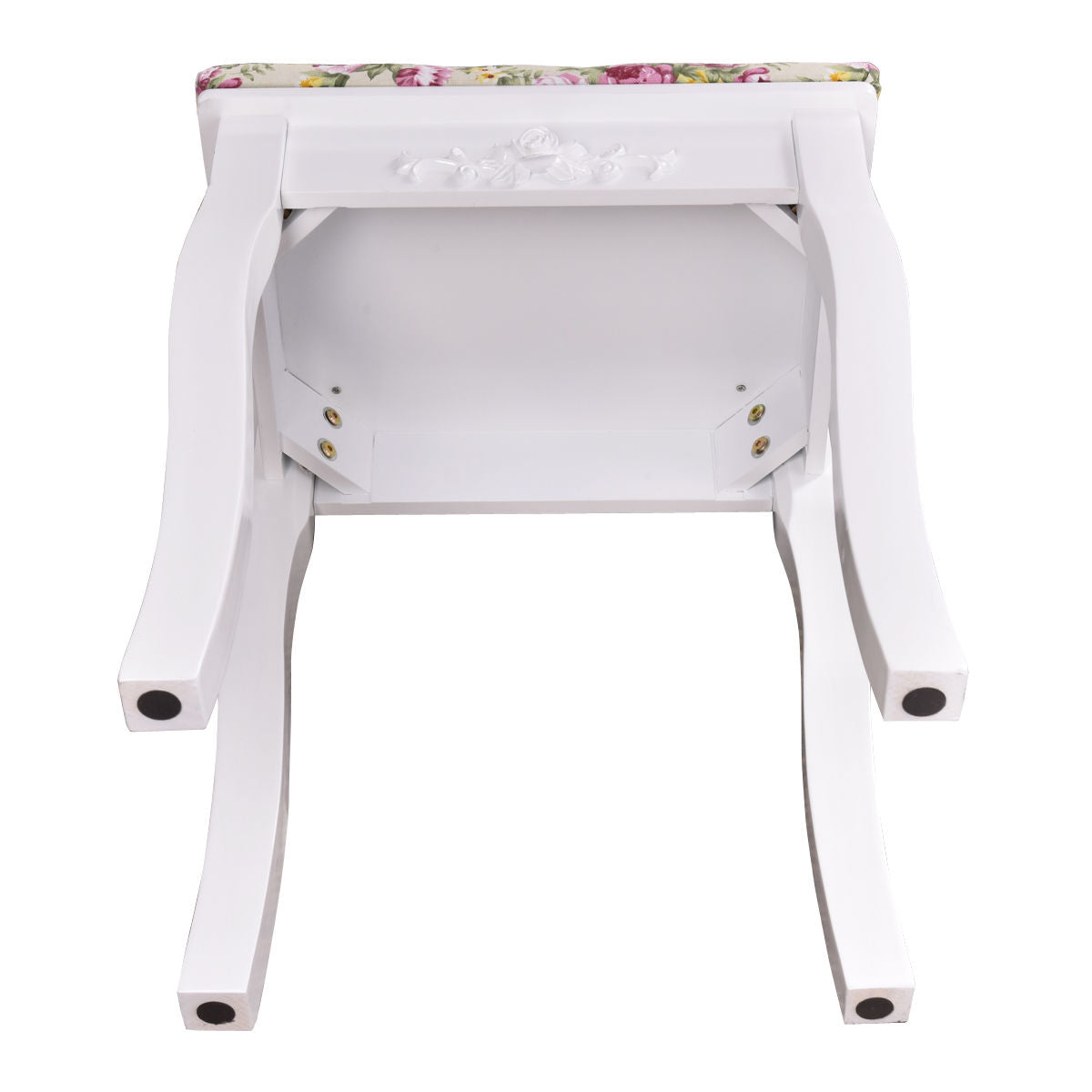 Topbuy MDF Dressing Stool Old-fashioned Vanity Chair Cushion Padded Seat w/ Rose Pattern