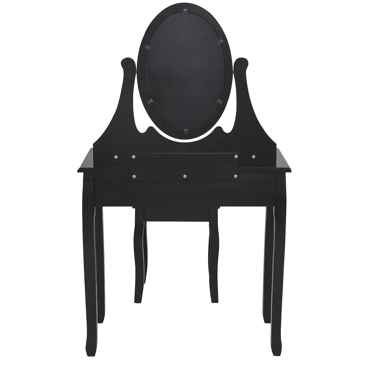 Topbuy Mirrored Dressing Table Wooden Vanity Makeup Unit w/ Cushioned Stool