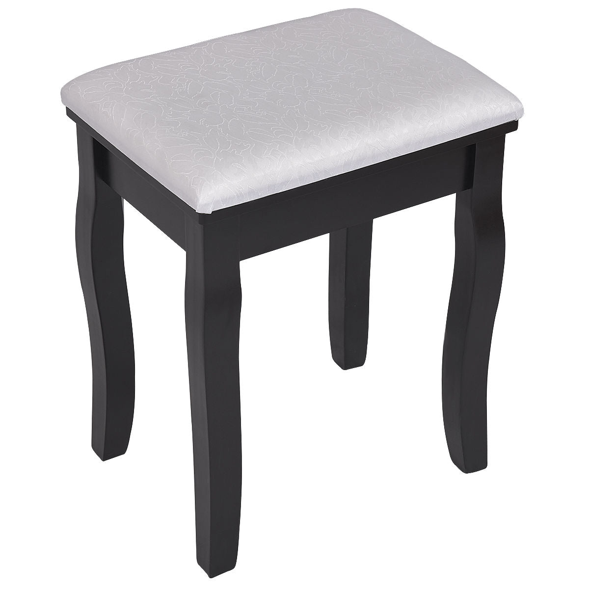 Topbuy Mirrored Dressing Table Wooden Vanity Makeup Unit w/ Cushioned Stool