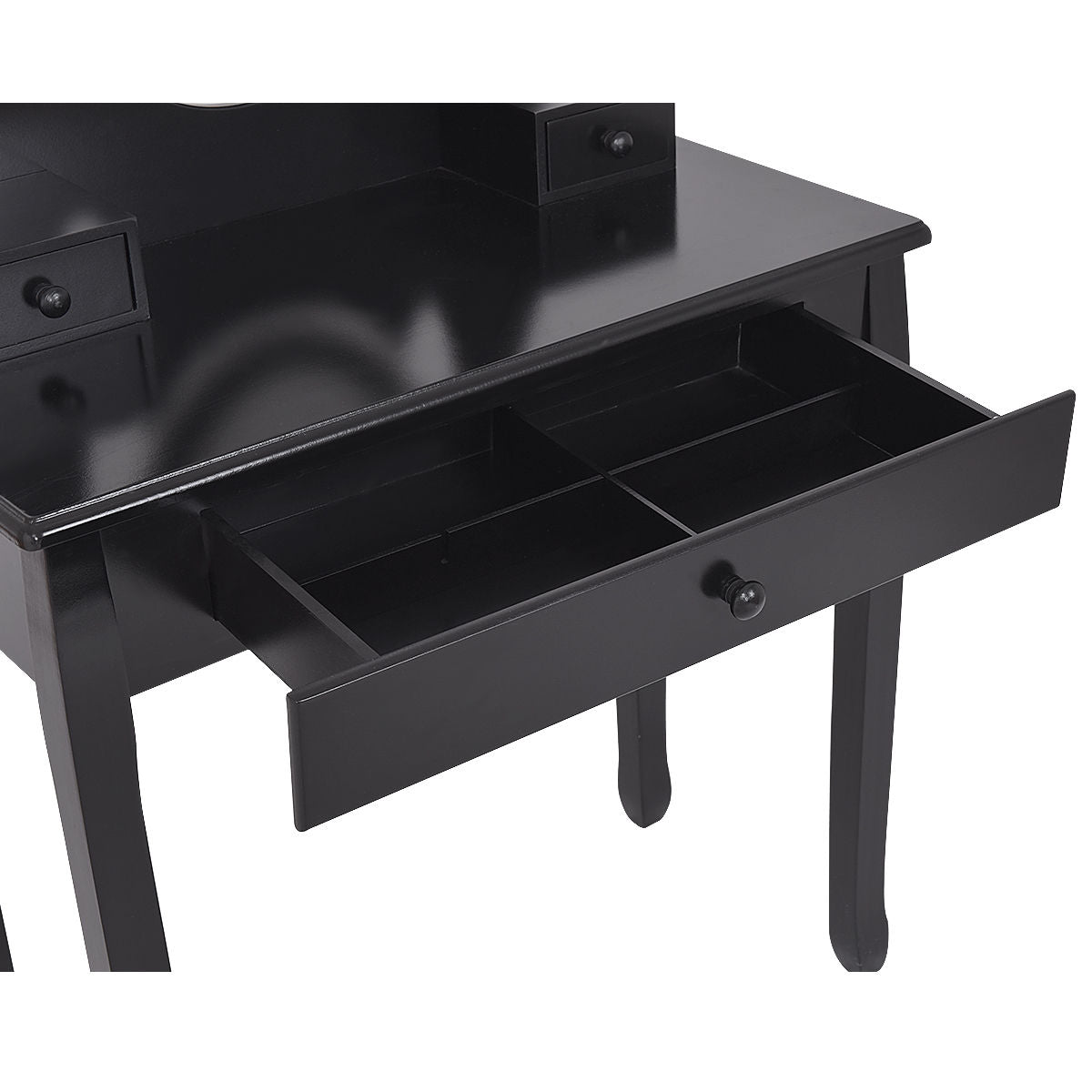 Topbuy Mirrored Dressing Table Wooden Vanity Makeup Unit w/ Cushioned Stool