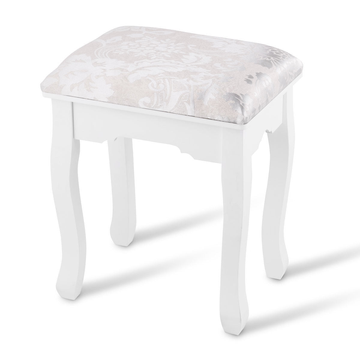 Topbuy Removable Mirror Vanity Table Unit Makeup Set w/ Padded Stool & 5 Dawers White