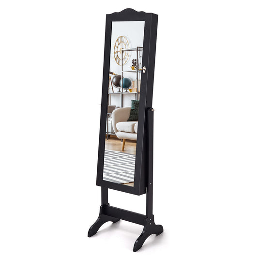 Topbuy Lockable Armoire Mirrored Jewelry Cabinet Dressing Storage Box  Organizer