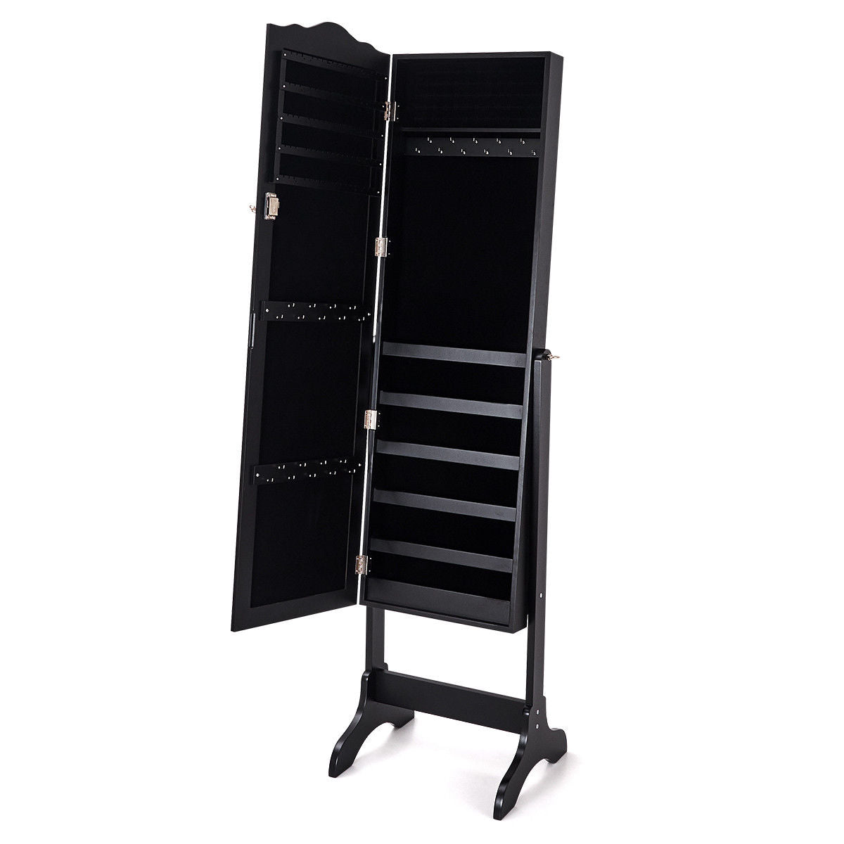 Topbuy Lockable Armoire Mirrored Jewelry Cabinet Dressing Storage Box  Organizer