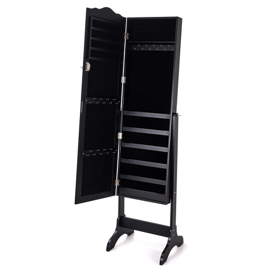 Topbuy Lockable Armoire Mirrored Jewelry Cabinet Dressing Storage Box  Organizer